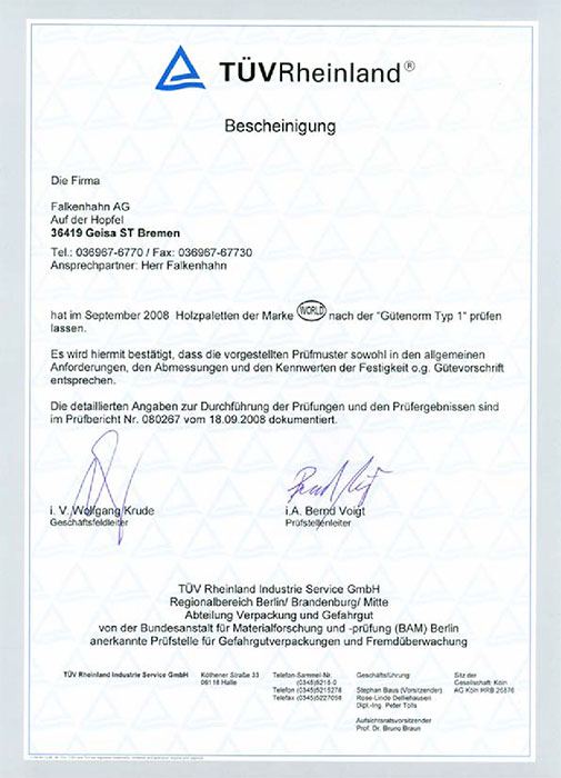 Baumusterprüfung TÜV Rheinland